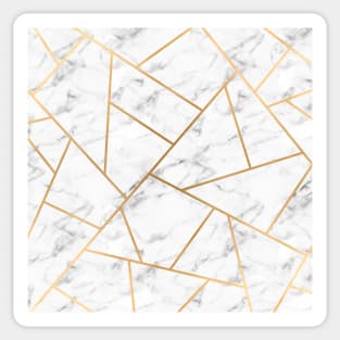 White Marble and Gold Geo Sticker